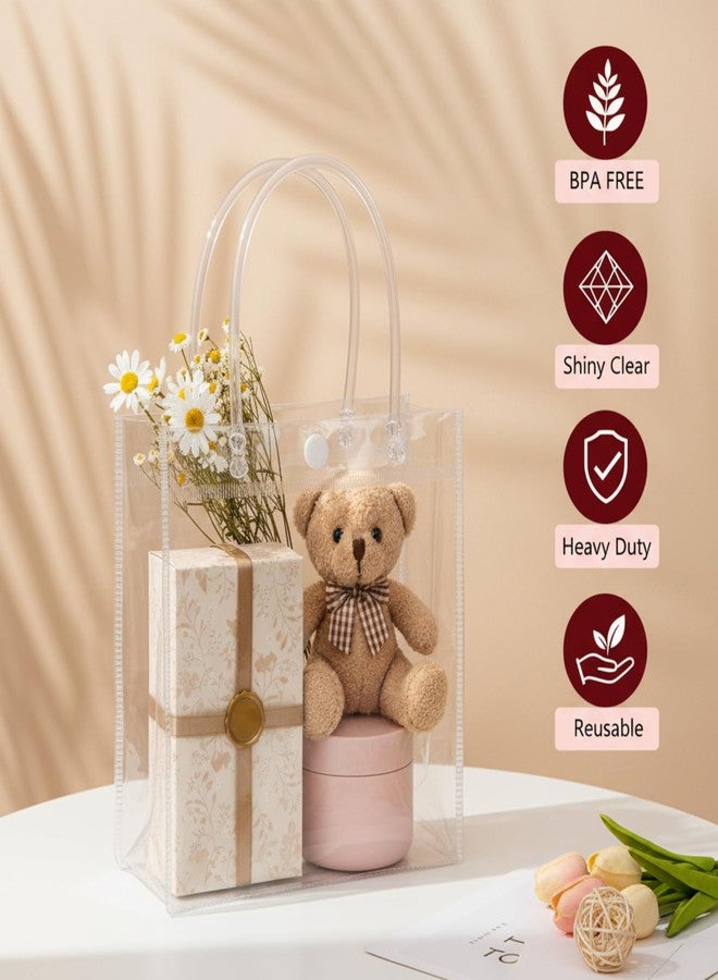 ZENFUN 80 Pack Clear Gift Bags with Handle Valentine's, Reusable Party Favor Bags, Plastic Gift Bags Transparent Gift Wrap Bags Bulk for Thanksgiving Christmas, Party Favor Wedding Shopping Retail(6.3 x 5.9 x 2.7 Inch) - Image 4